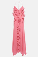 Vestido longo rosa névoa rosa