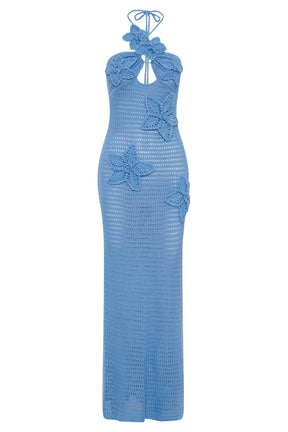 Vestido longo de crochê com apliques florais Beverly