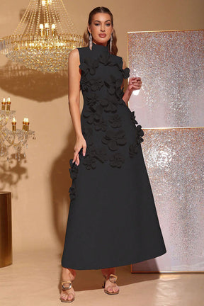 Vestido longo sem mangas com flores Ethel