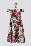Vestido midi floral Alianora ombro a ombro