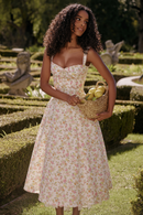 Vestido maxi floral franzido Athenais