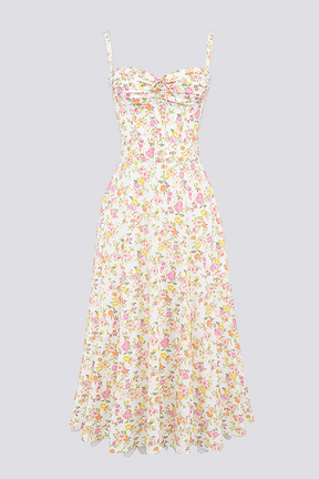 Vestido maxi floral franzido Athenais