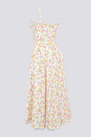 Vestido maxi floral franzido Athenais