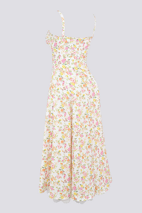 Vestido maxi floral franzido Athenais