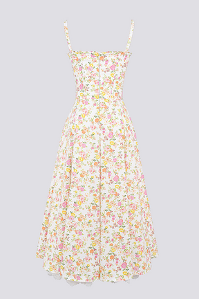 Vestido maxi floral franzido Athenais