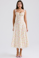 Vestido maxi floral franzido Athenais