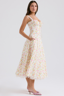 Vestido maxi floral franzido Athenais