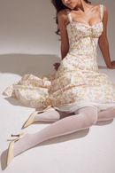 Vestido maxi floral franzido Athenais