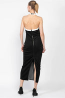 Vestido midi de malha com decote halter floral Darlene e costas abertas