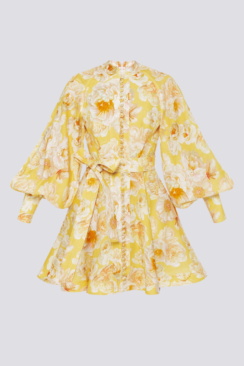 Minivestido floral manga balão Cassiopeia