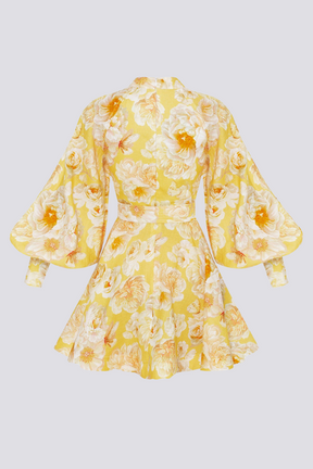 Minivestido floral manga balão Cassiopeia