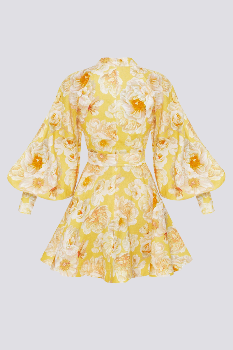 Minivestido floral manga balão Cassiopeia