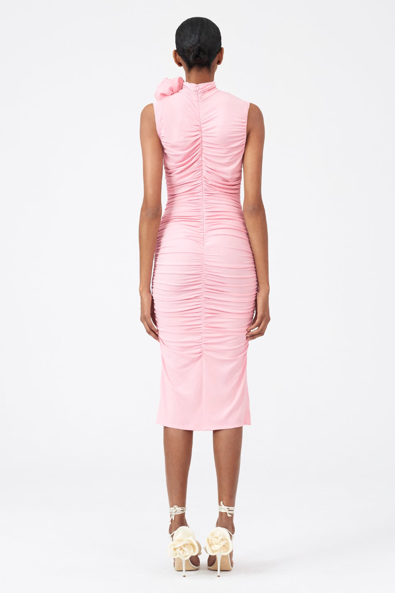 Vestido midi floral franzido Cléophée
