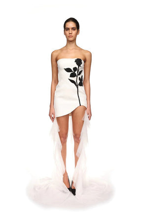 Minivestido com enfeite de cristal sem alças Veronica