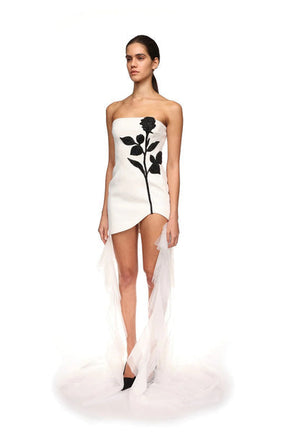 Minivestido com enfeite de cristal sem alças Veronica