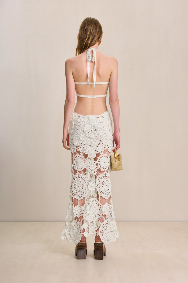Vestido longo de algodão com decote halter Lucille