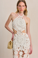 Vestido longo de algodão com decote halter Lucille