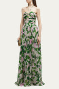 Vestido longo floral com decote halter Madelaine