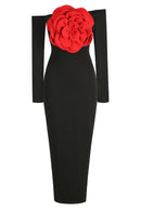 Vestido longo floral Blandine ombro a ombro