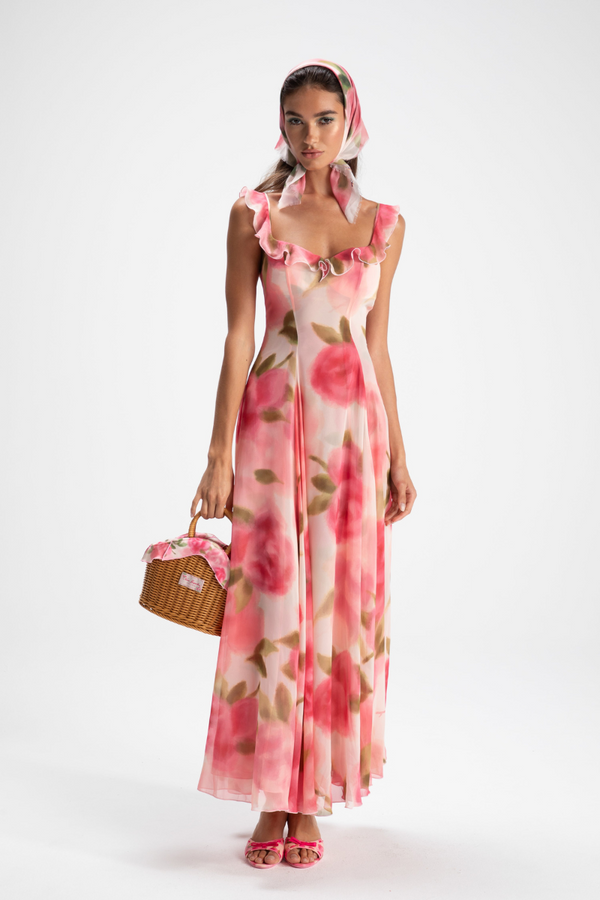 Vestido Maxi com Renda Floral Renée