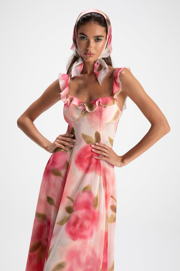Vestido Maxi com Renda Floral Renée