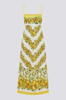 Tristane Spaghetti Floral Maxi Vestido Amarelo