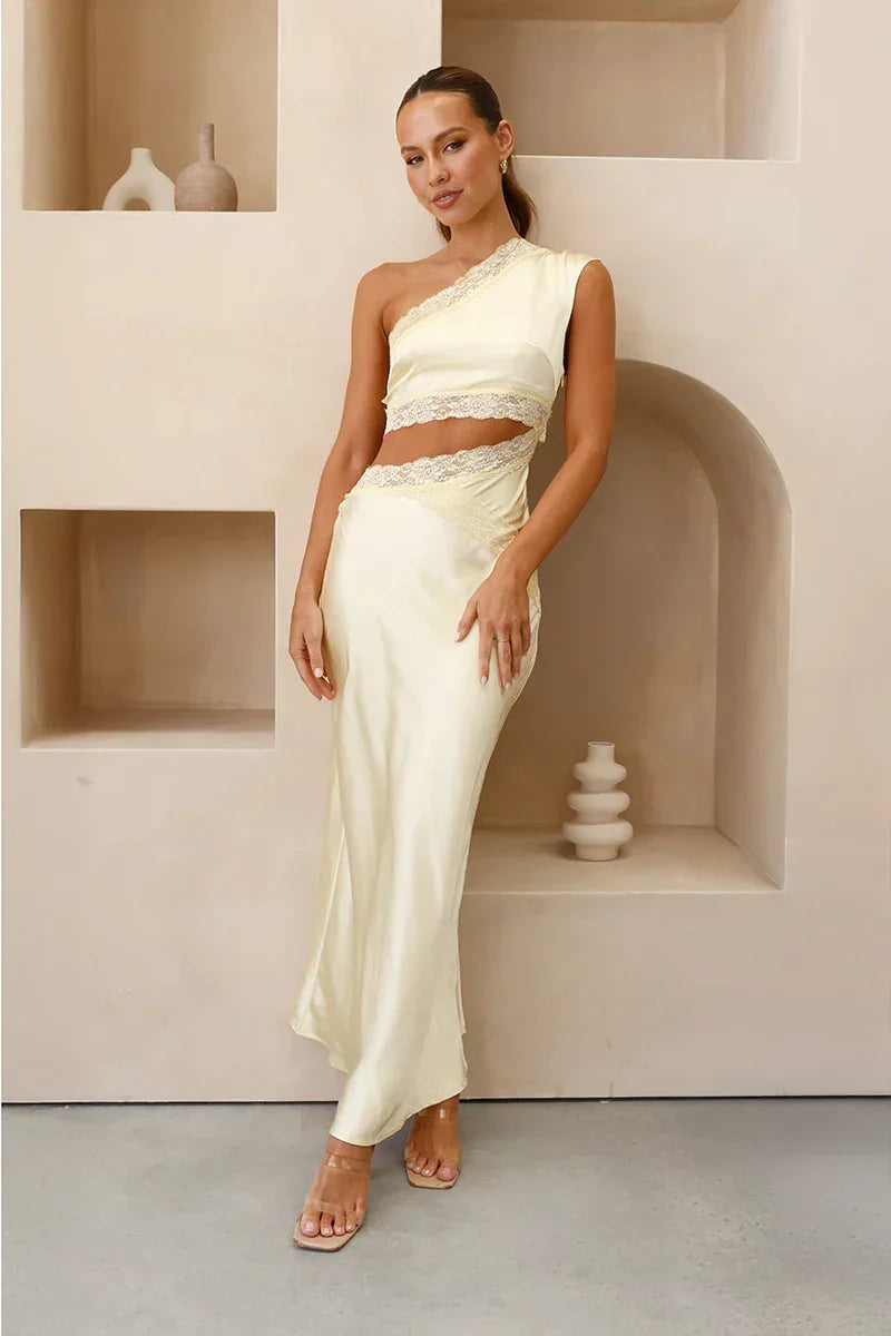 Vestido longo Emily One Shoulder - Amarelo