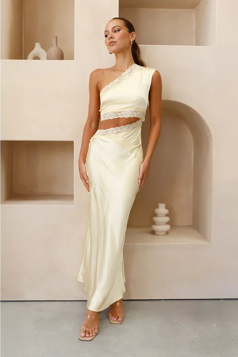 Vestido longo Emily One Shoulder - Amarelo