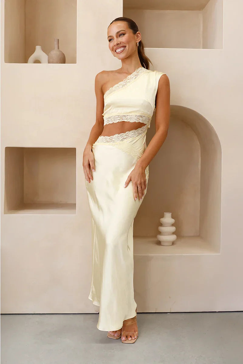 Vestido longo Emily One Shoulder - Amarelo