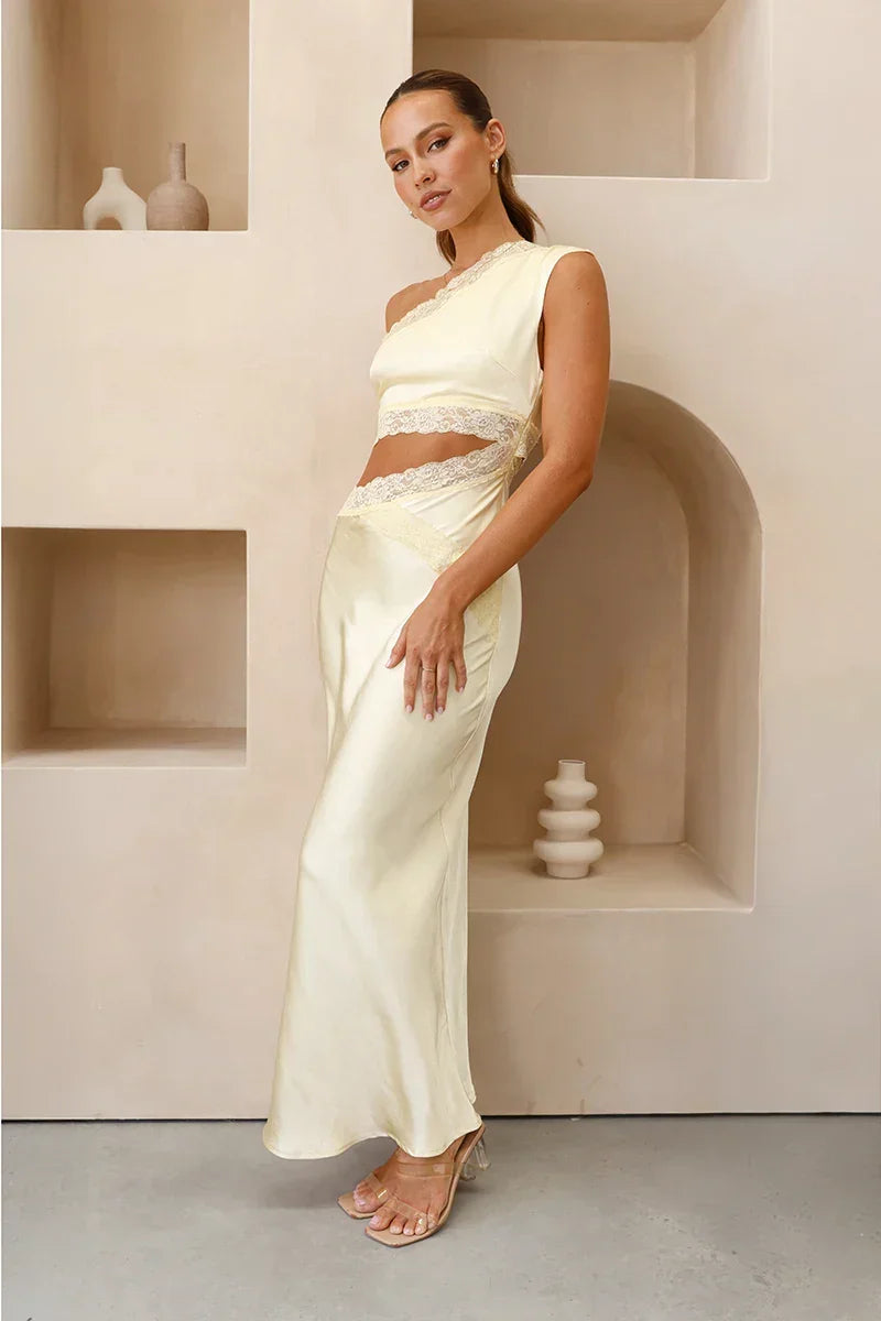 Vestido longo Emily One Shoulder - Amarelo