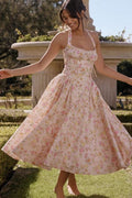 Vestido midi com decote halter e estampa Abigail