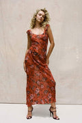 Vestido longo com estampa floral Alison e decote em U
