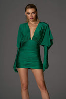 Mini vestido espartilho Anna franzido com decote em V