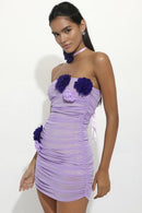 Vestido curto de malha com apliques de flores Athena