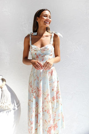 Vestido midi com alças estampadas Beata