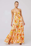 Vestido longo com recorte estampado Beverly