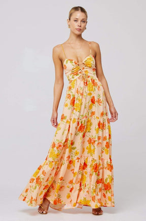 Vestido longo com recorte estampado Beverly
