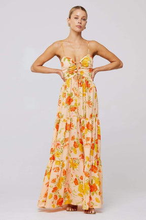 Vestido longo com recorte estampado Beverly