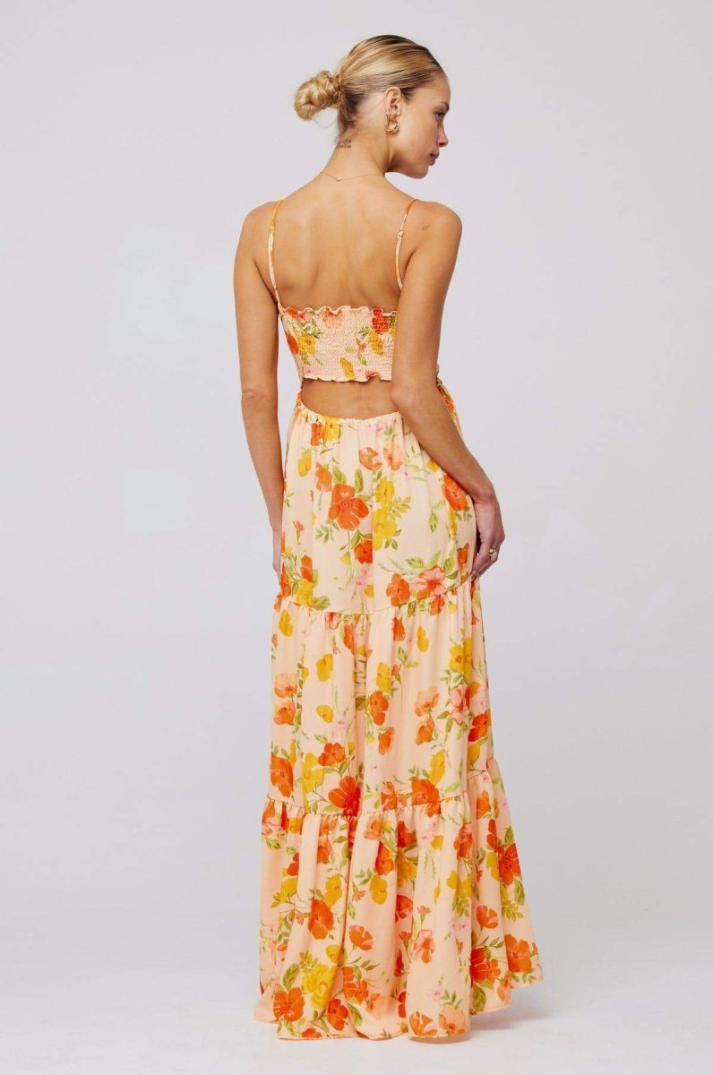 Vestido longo com recorte estampado Beverly