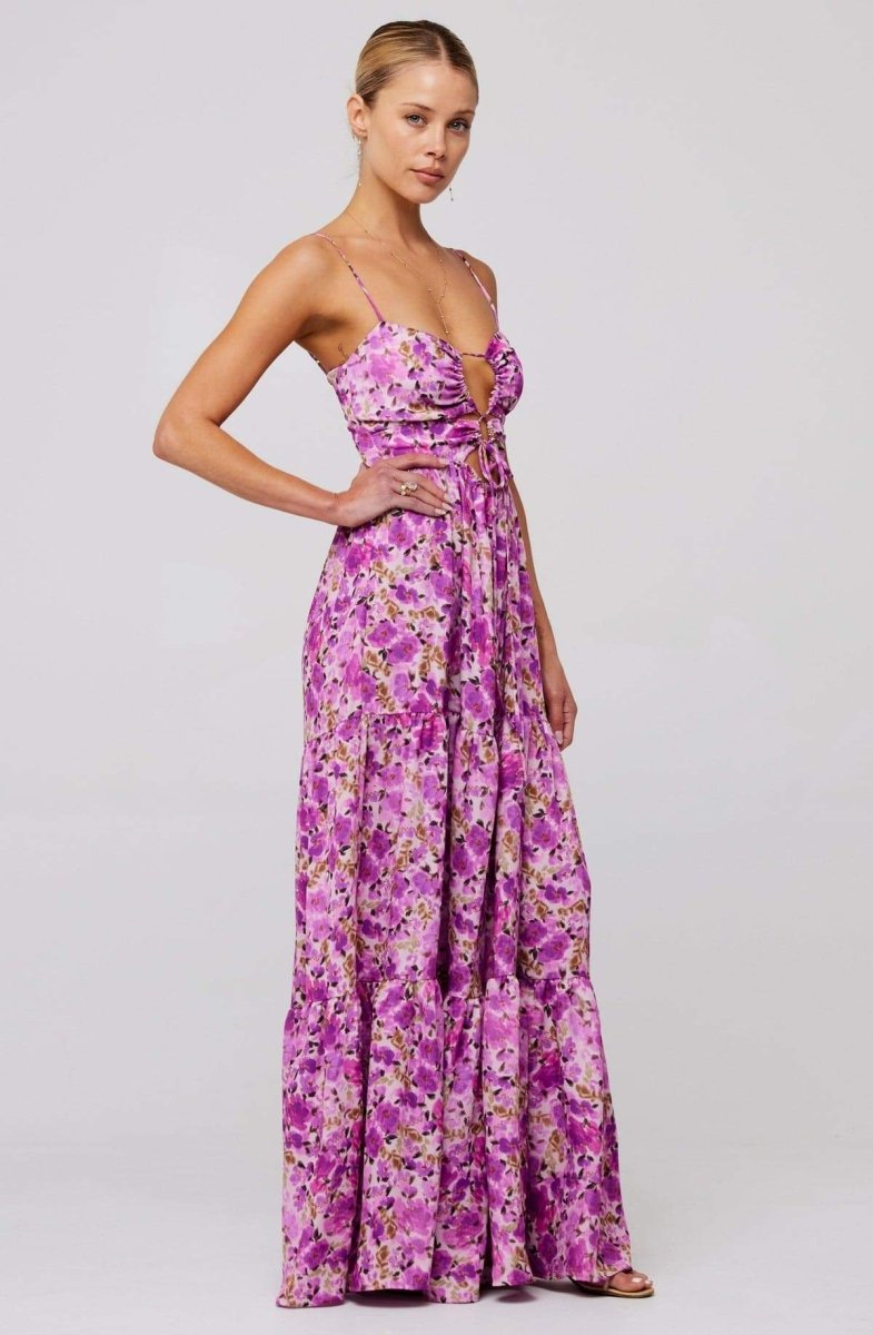 Vestido longo com recorte estampado Beverly