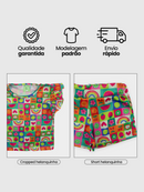 Conjunto Infantil Cropped/Short Menina Verão  Laranja