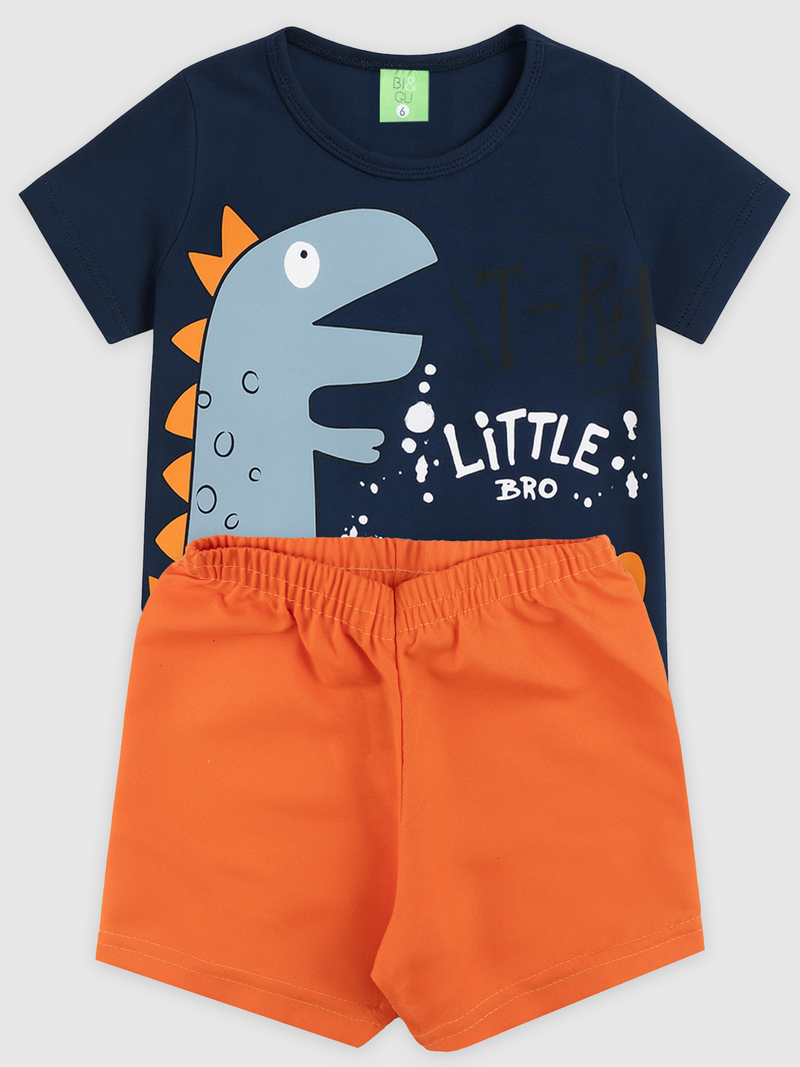 Conjunto Infantil Camiseta /Bermuda Menino verão  Azul Marinho