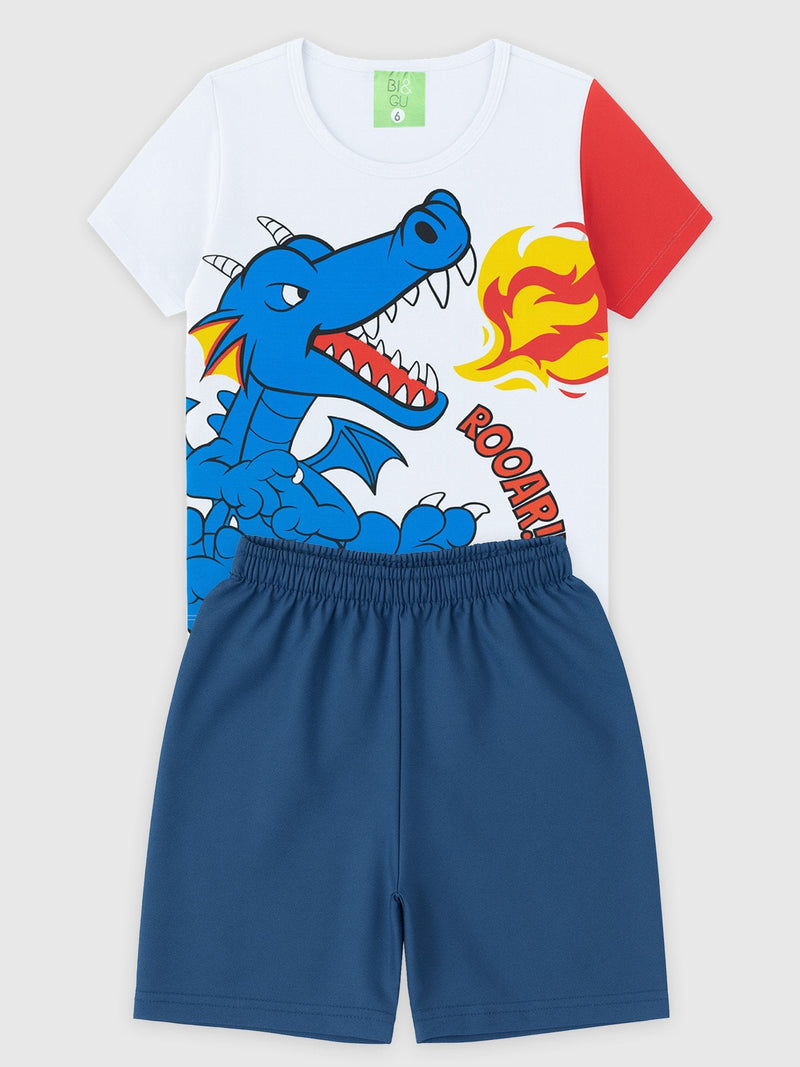 Conjunto Infantil Camiseta /Bermuda Menino verão  Branco