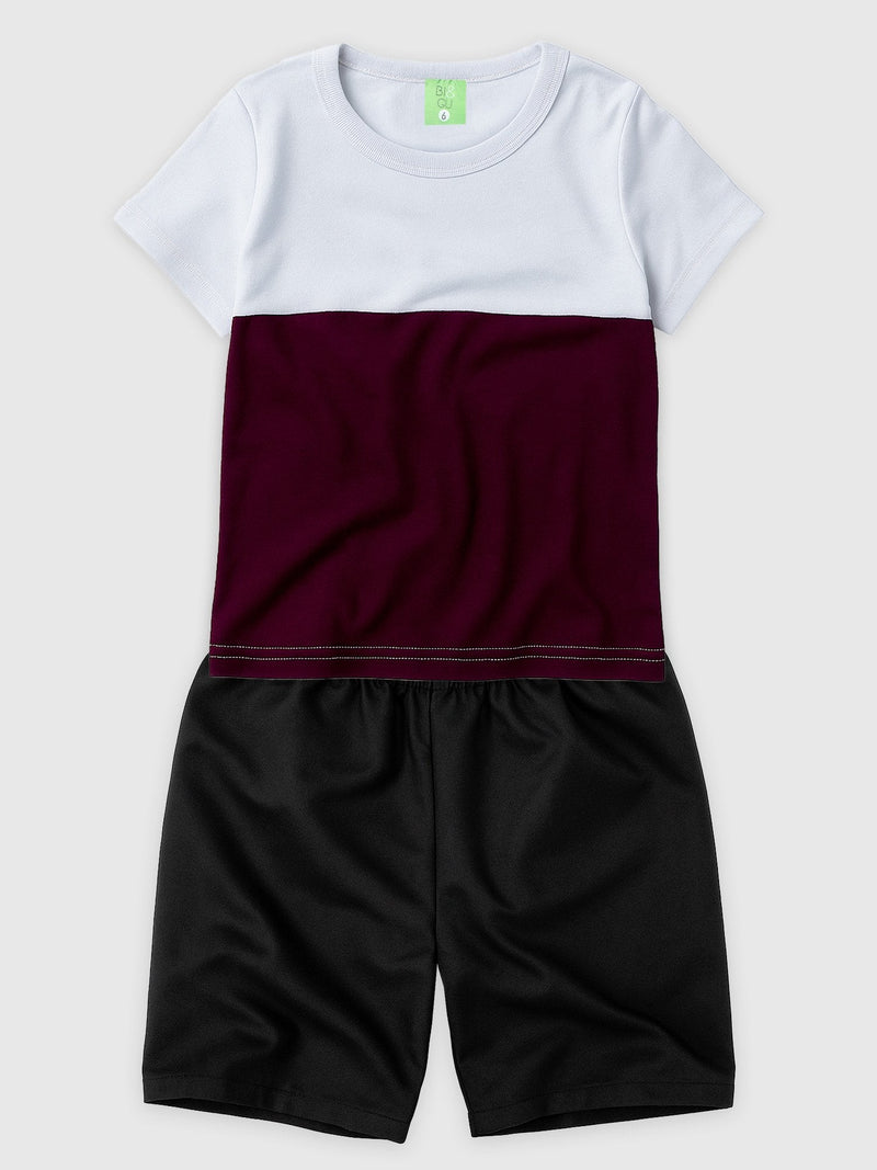 Conjunto Infantil Camiseta/Bermuda Menino Verão  Branco