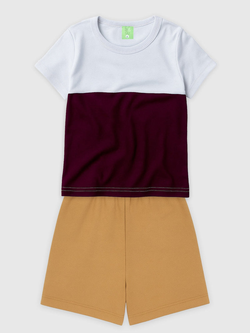 Conjunto Infantil Camiseta/Bermuda Menino Verão  Branco