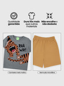 Conjunto Infantil Camiseta/Bermuda Menino Verão  Mescla