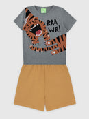 Conjunto Infantil Camiseta/Bermuda Menino Verão  Mescla