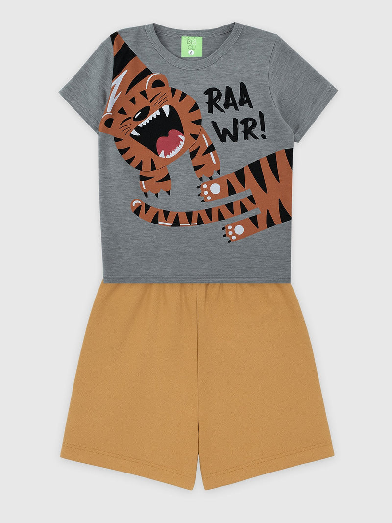 Conjunto Infantil Camiseta/Bermuda Menino Verão  Mescla