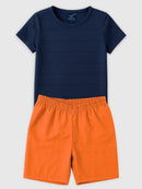 Conjunto Infantil Camiseta/Bermuda Menino Verão  Azul Marinho