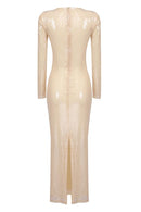 Vestido midi com lantejoulas e flores Cathy